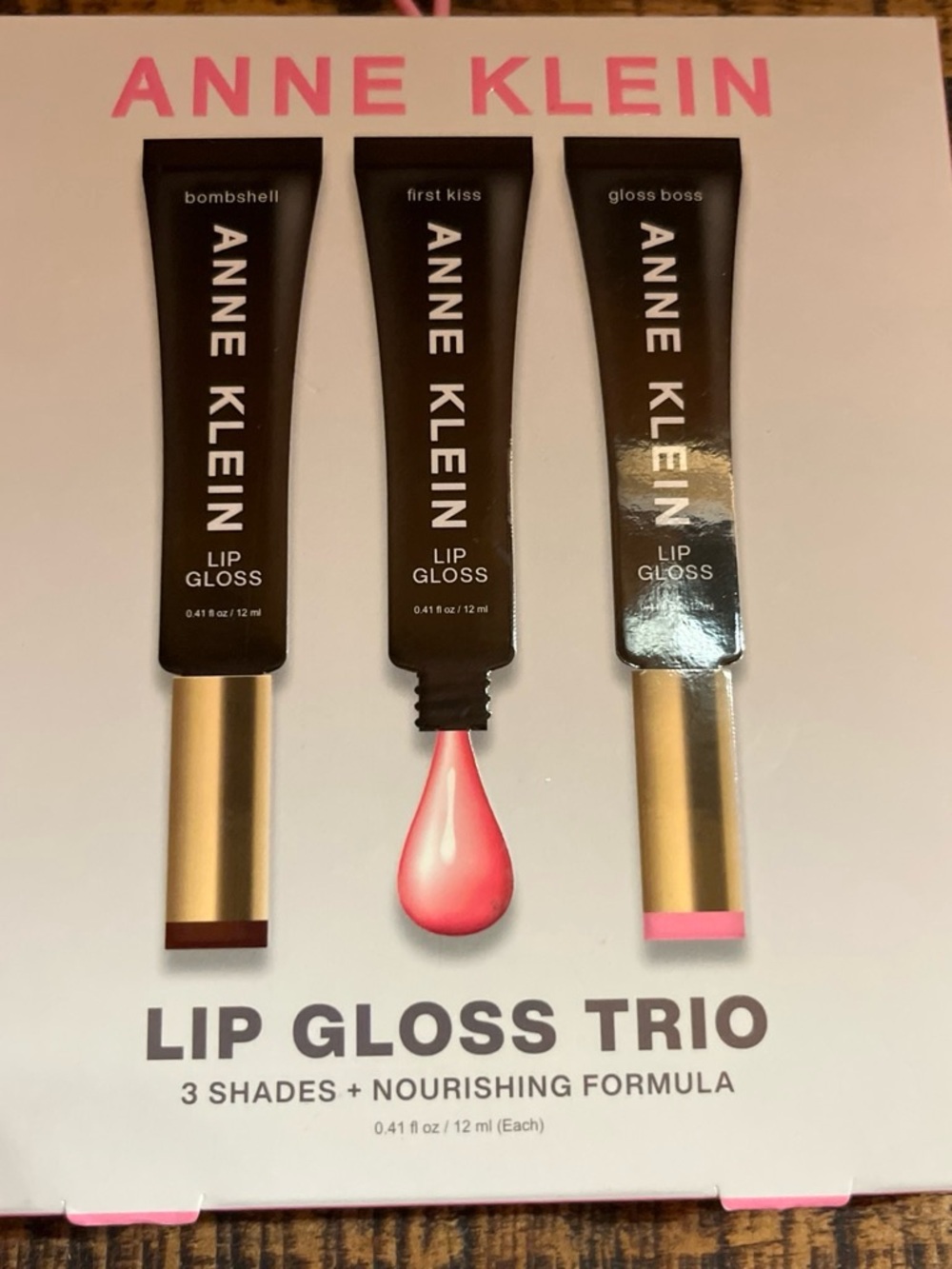 Anne Klein Lip Gloss Trio — Black Tubes with Pink Accent Shades